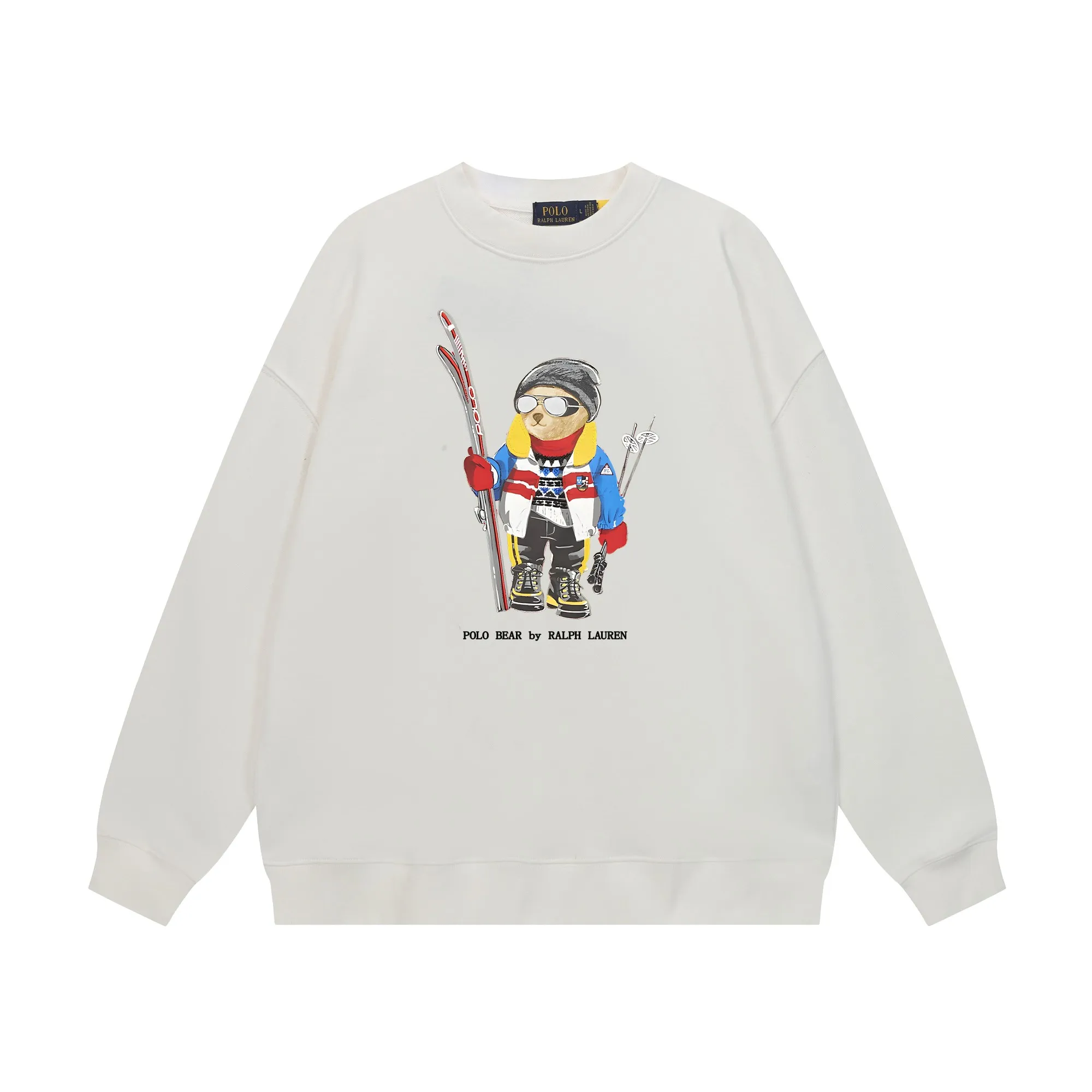 P200 Long-term stock] RalphLauren/Ralph Lauren 2025 autumn and winter new bear letter print 420g heavy large terry sweatshirt Ralph Lauren's age-reducing item, the coat fabric is made of 85% cotton ➕15% polyester, which not only retains the softness, comfort and breathability of cotton, but also adds the wear resistance and wrinkle resistance of polyester fiber, making the clothes more durable and easy to care for. Even in slightly cooler weather, you won't feel stuffy when wearing it. This kind of fabric has a natural crisp feel and is not easy to pill or deform. The bear on the chest is printed with English letters. It is full of color, full of three-dimensionality, and lifelike, adding a bit of liveliness and interest to the whole sweatshirt. There is no pressure to dress, regardless of age or gender. Complete accessories! Color: black, white, navy blue, light floral gray Size: M-L-XL-XXL